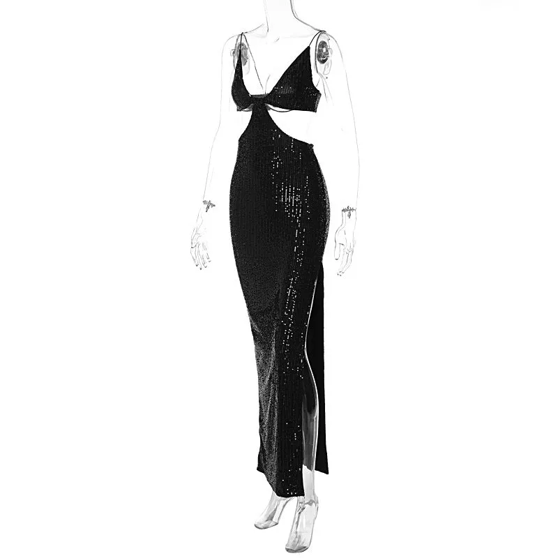 BerriesJam - 2024 Sexy Spaghetti Straps Sequined Christmas Party Dress