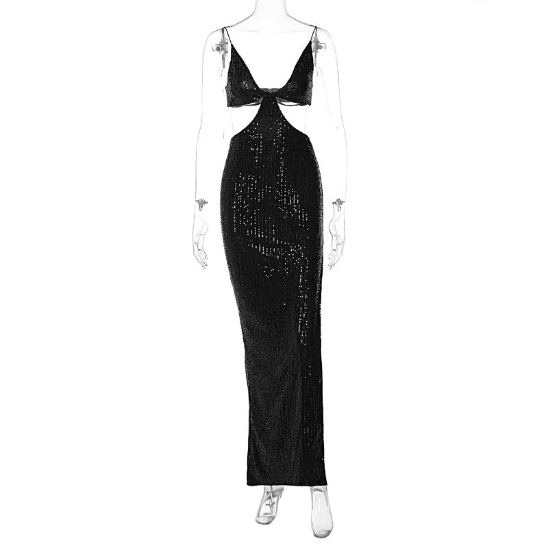 BerriesJam - 2024 Sexy Spaghetti Straps Sequined Christmas Party Dress