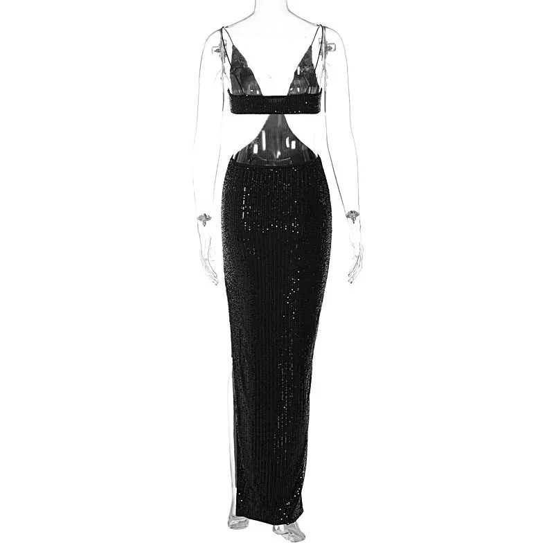 BerriesJam - 2024 Sexy Spaghetti Straps Sequined Christmas Party Dress