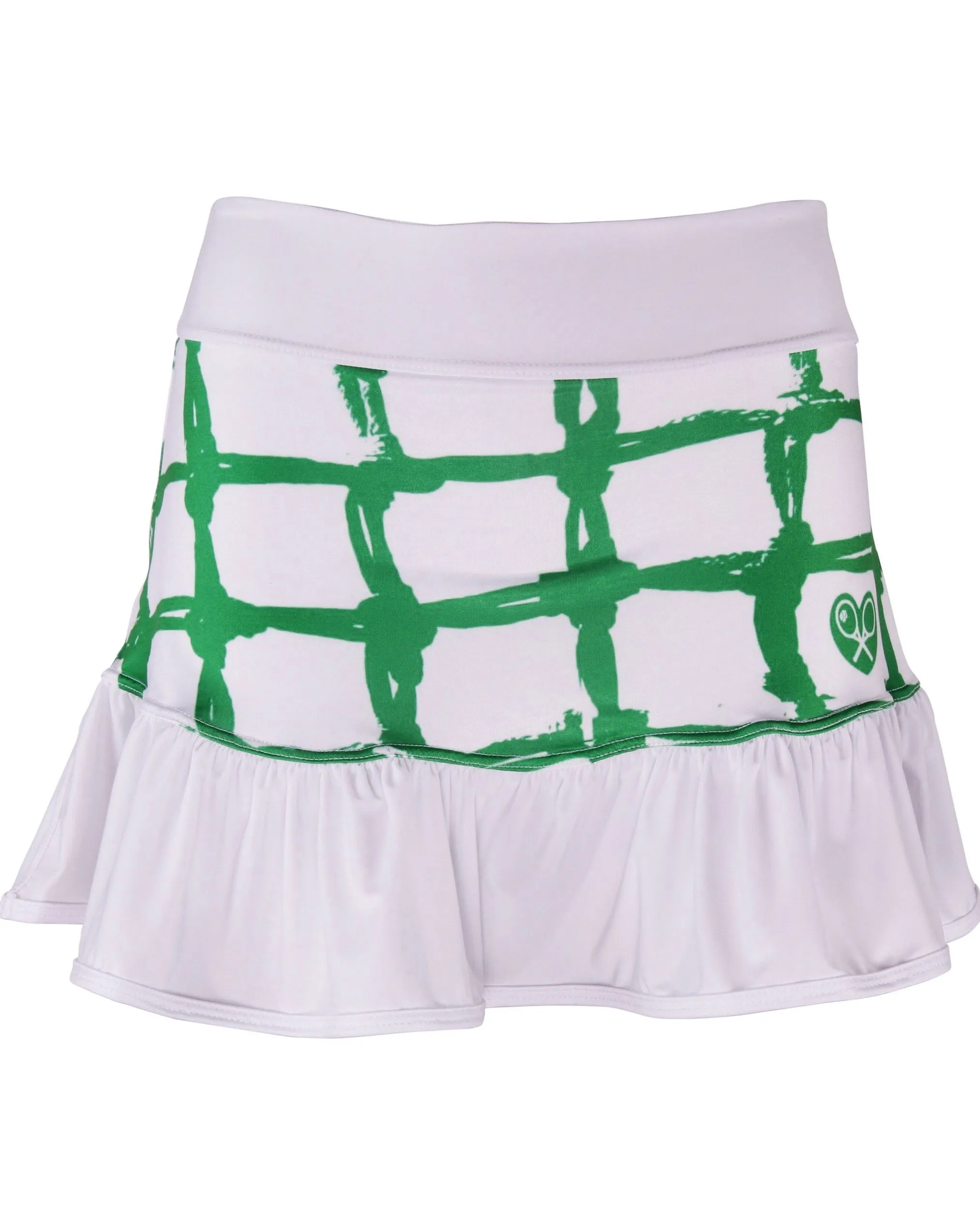 Limited Green Tennis Net on White Ruffle Skirt