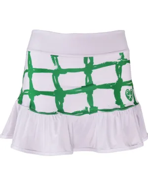 Limited Green Tennis Net on White Ruffle Skirt