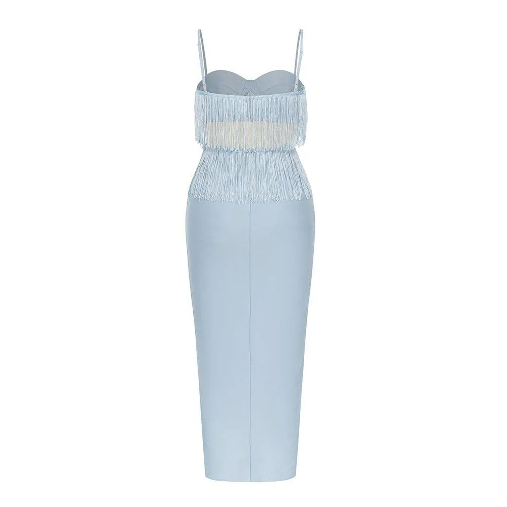 Women's Strappy Sleeveless Tassel Maxi Bandage Dress - Casual Summer Style