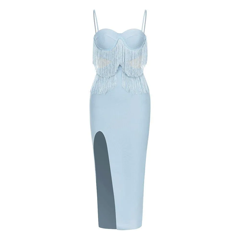 Women's Strappy Sleeveless Tassel Maxi Bandage Dress - Casual Summer Style