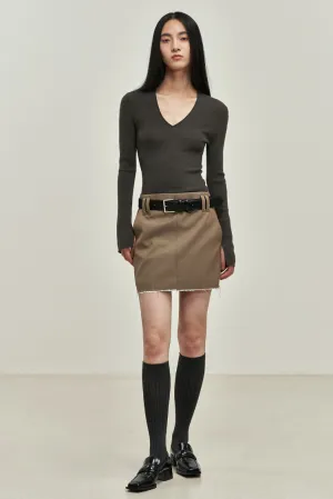Worsted wool blending commuting straight skirt | 2 colors