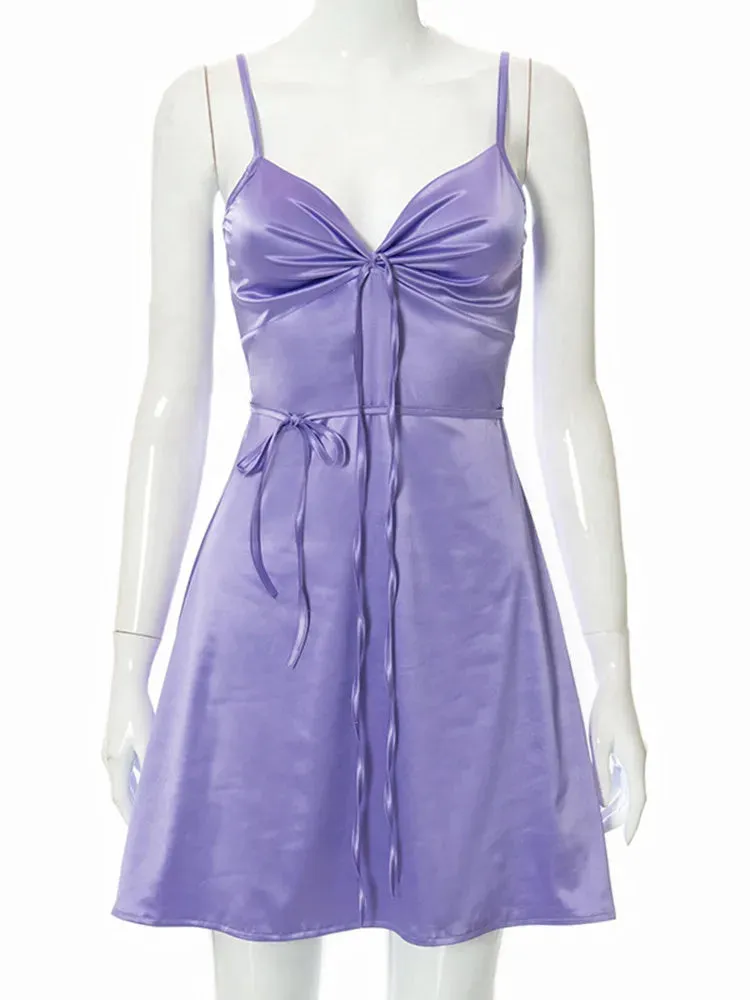 Y2K Sparkle Lace Patchwork Cut Out Cami Sleeveless Mini Dress for Women