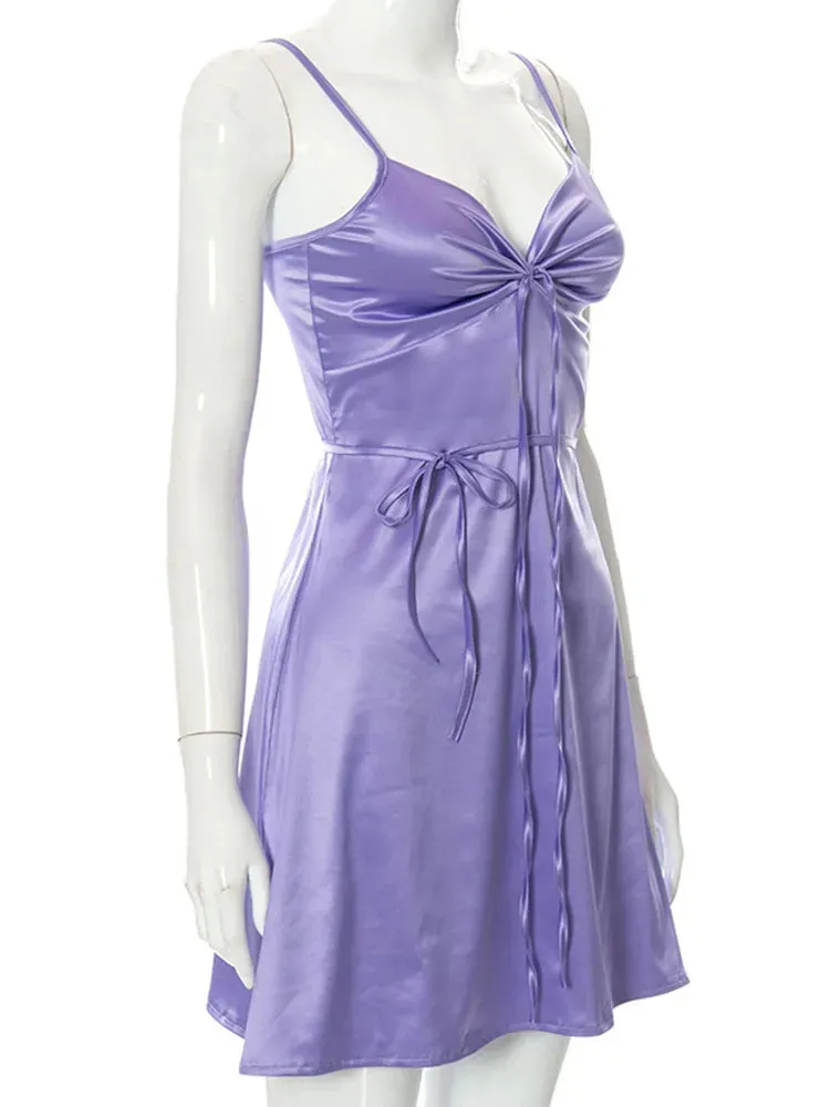 Y2K Sparkle Lace Patchwork Cut Out Cami Sleeveless Mini Dress for Women